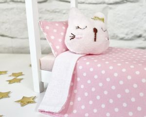 dollhouse cushion, pink cat pillow