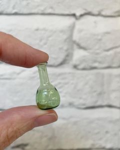 miniature green glass vase
