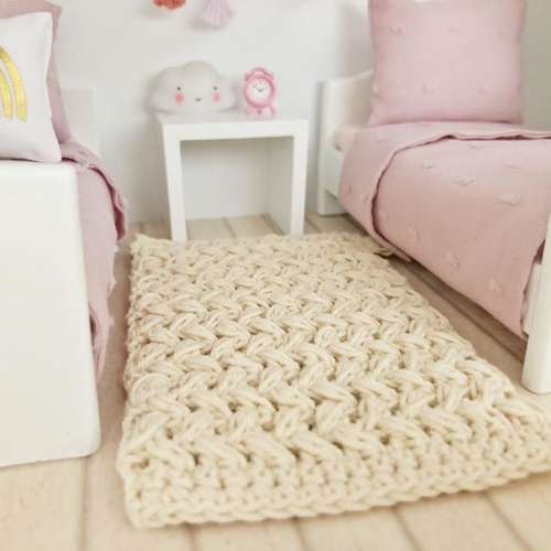 Maileg dollhouse rug, 12th scale dollhouse rug, crochet dollhouse rug