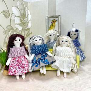 dollhouse doll, fabric doll, miniature fabric doll