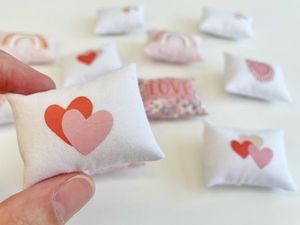 miniature dollhouse heart cushion