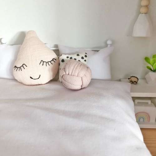 miniature droplet cushion, raindrop cushion, miniature cushion, dollhouse cushion