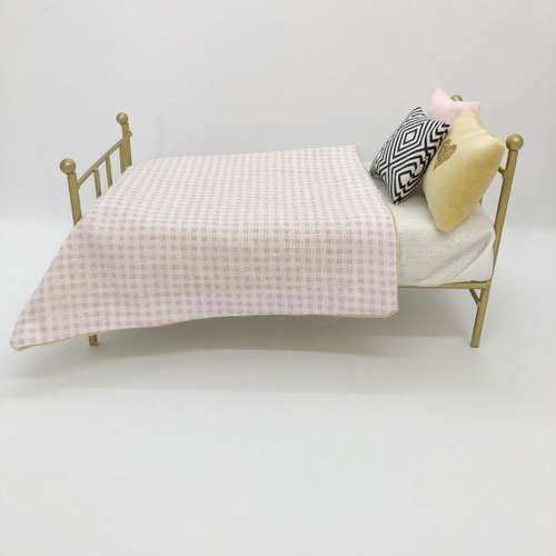 M2.9 DOLLS HOUSE METAL GOLD COLOURED BED WARMER WITH WOODEN HANDLE 