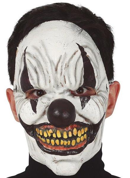 Evil Clown Latex Face Mask Black & White
