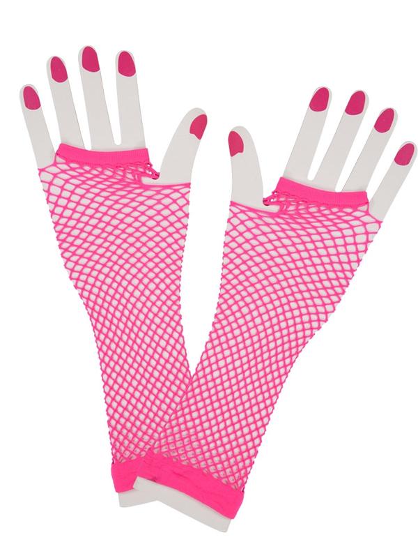 Fishnet Gloves Neon Pink