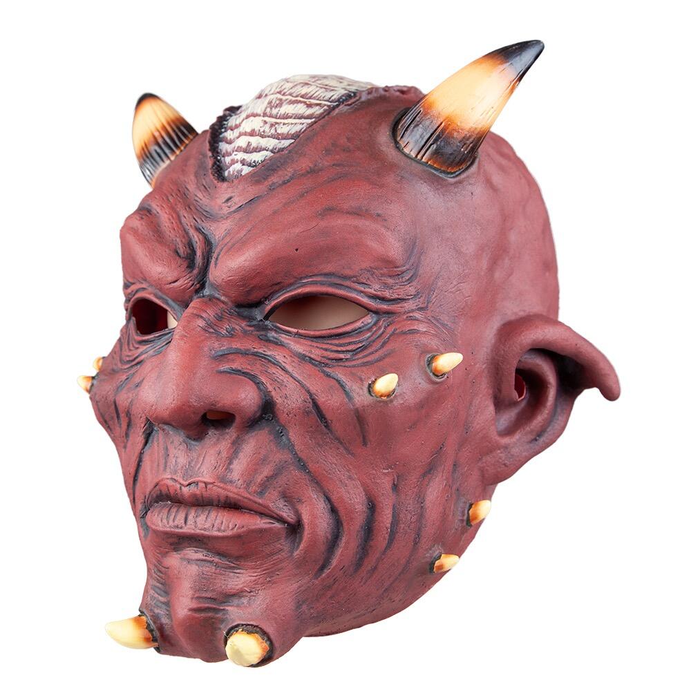 Red Devil Skull Latex Mask with Moving Mouth
