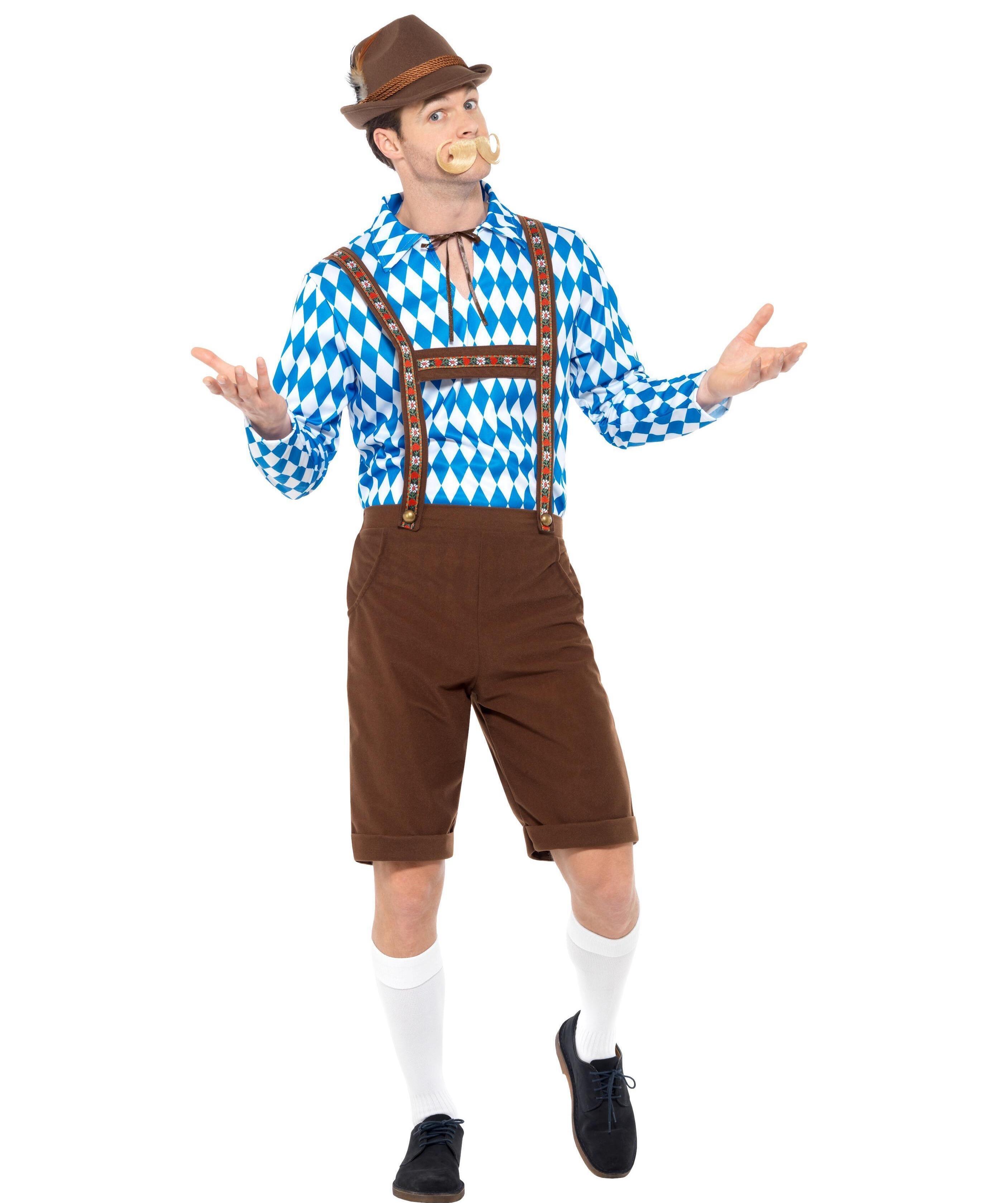 Bavarian Beer Man Costume Blue & Brown