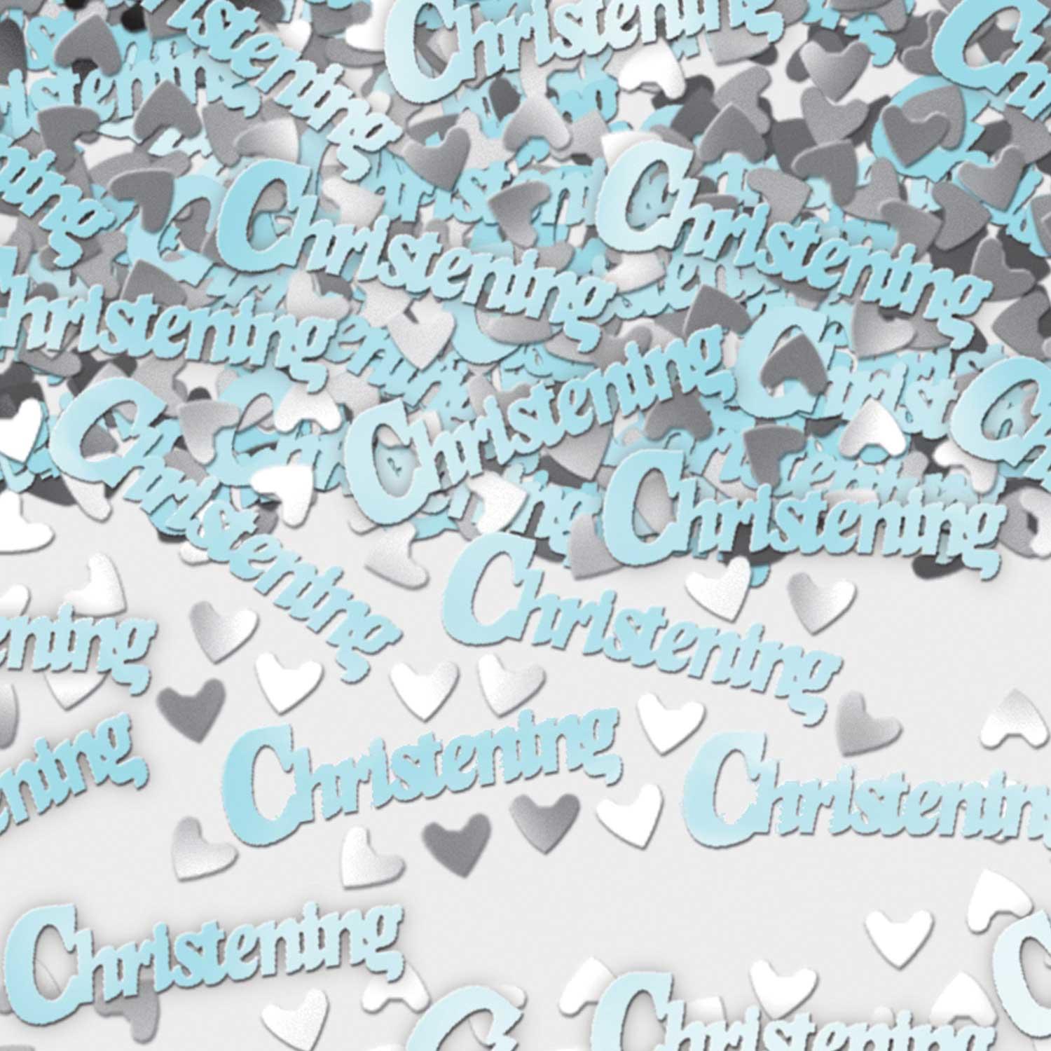 Metallic Confetti Christening Blue