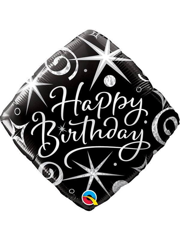 Foil Balloon Birthday Elegant Sparkles Black