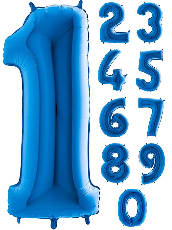 40 Inch Foil Number Balloon Blue & Weight