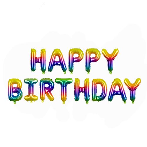 14 Inch Balloons Happy Birthday Rainbow Kit