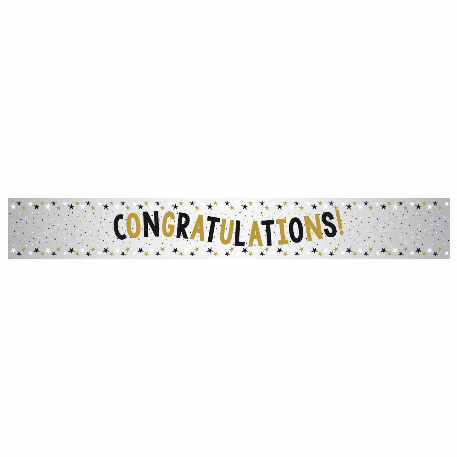 Congratulations Foil Banner Black/Silver/Gold