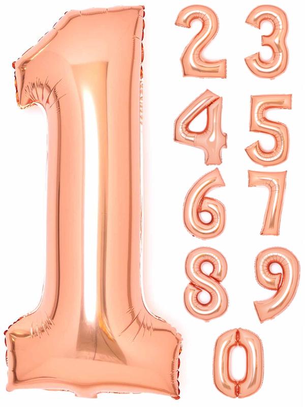 34 Inch Foil Number Balloon Rose Gold