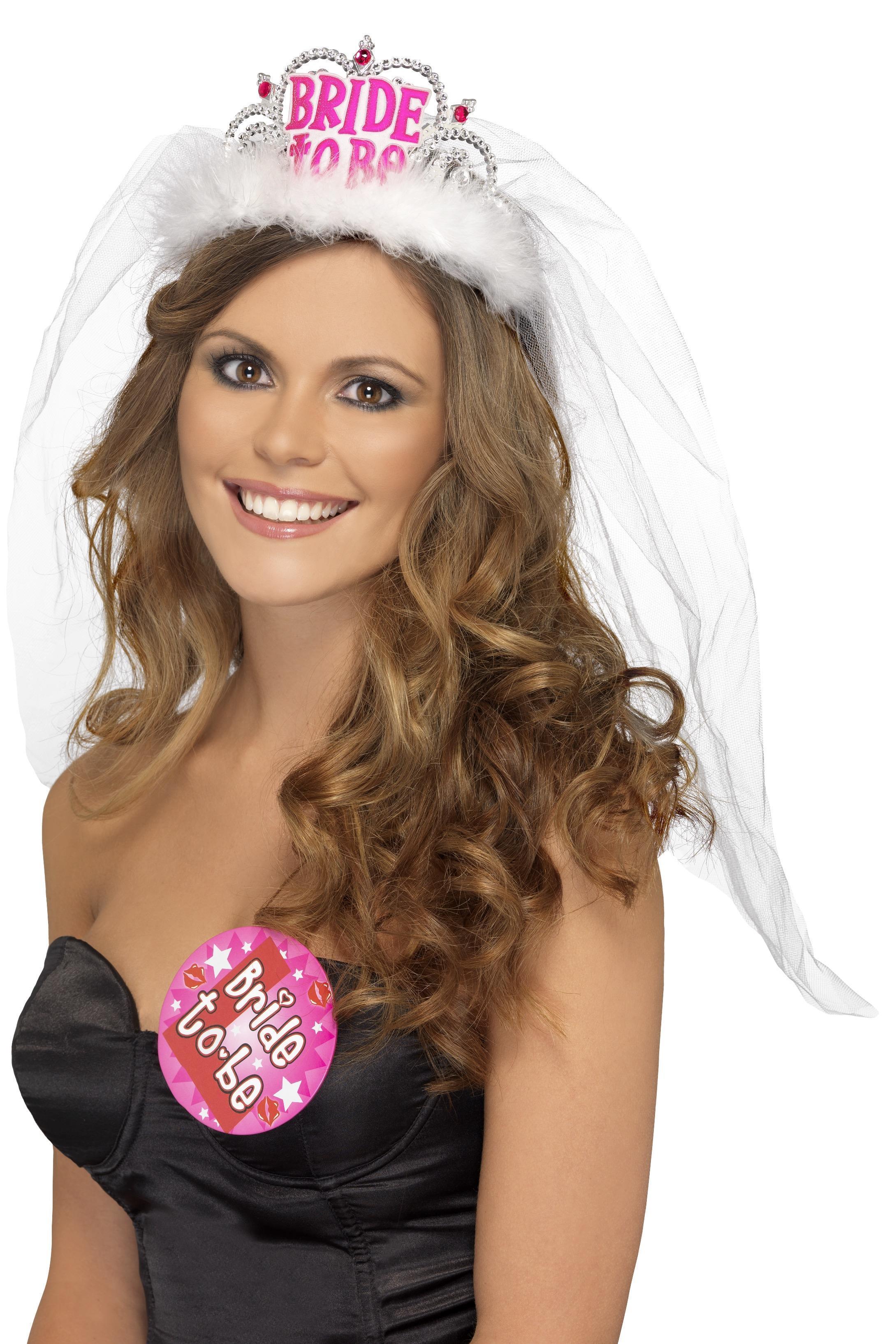 Bride To Be Tiara with Veil White