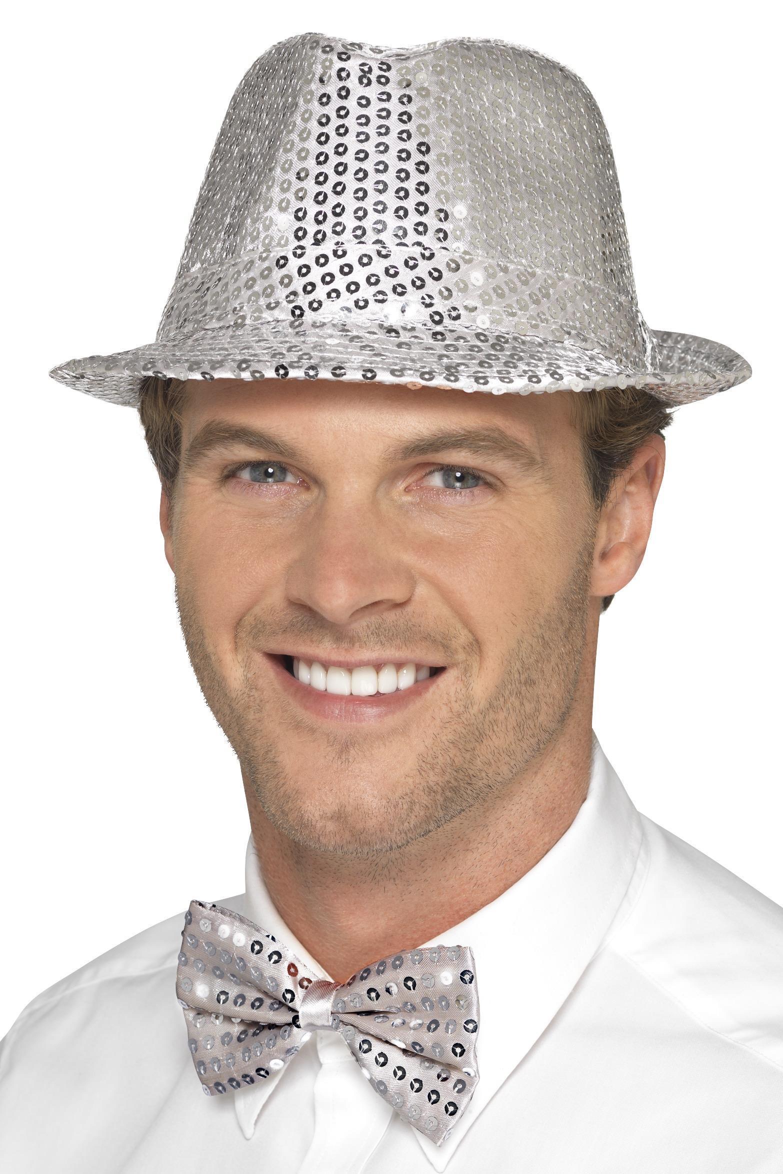 Sequin Trilby Hat Silver