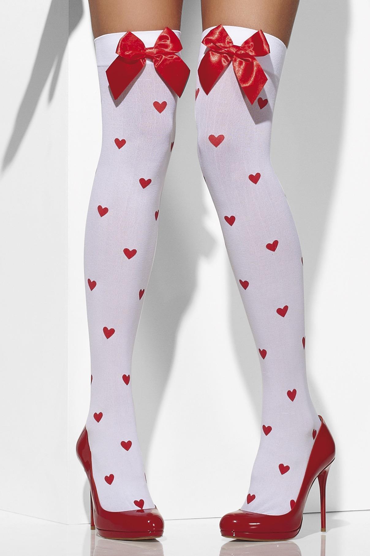 Opaque Hold-Ups Heart Print