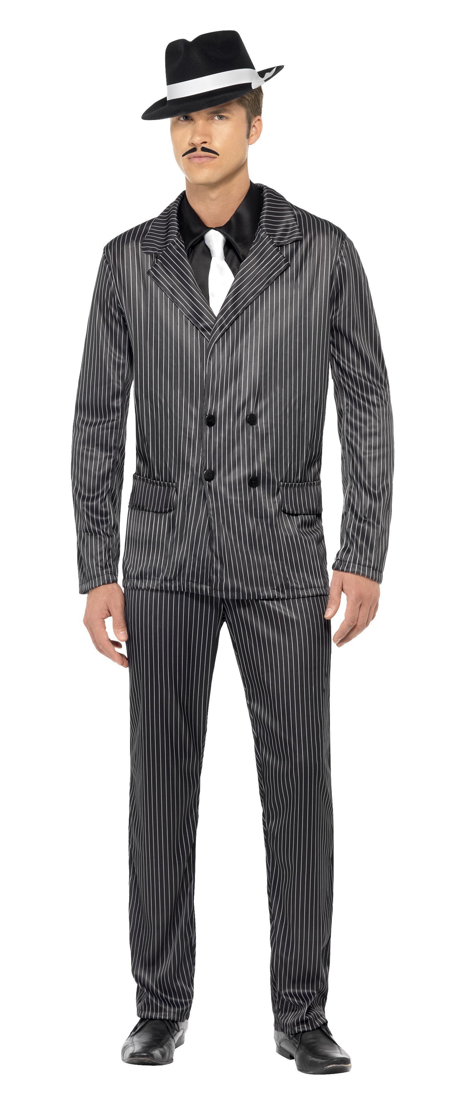 20s Gangster Costume Black Pinstripe