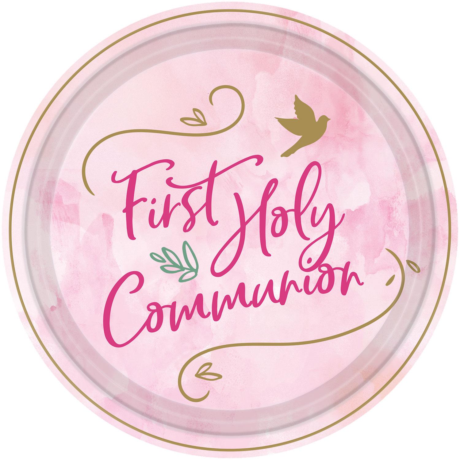 Paper Plates First Holy Communion Pink