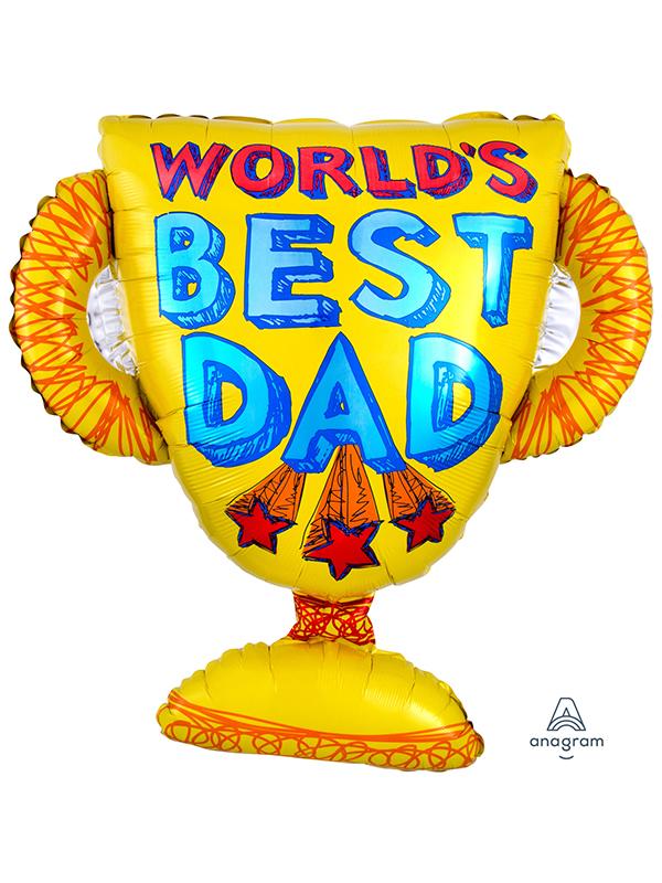 Foil Balloon Worlds Best Dad Trophy