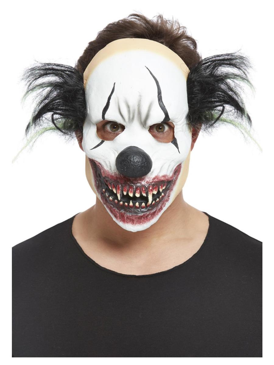 Evil Clown Latex Face Mask with Hair
