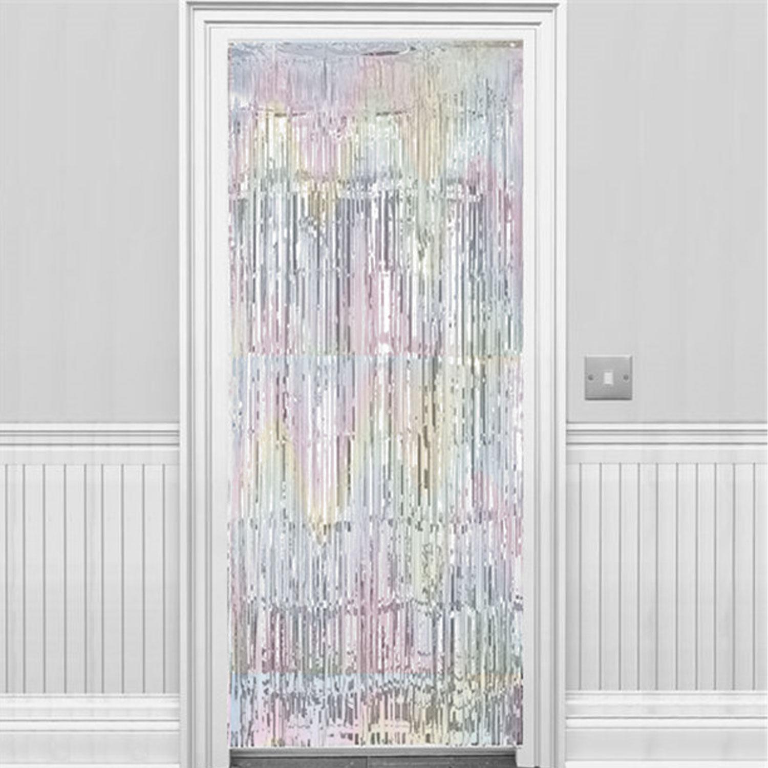 Metallic Fringed Door Curtain Iridescent