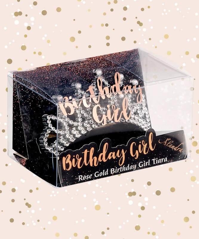 Rose Gold Metallic & Diamante Birthday Girl Tiara