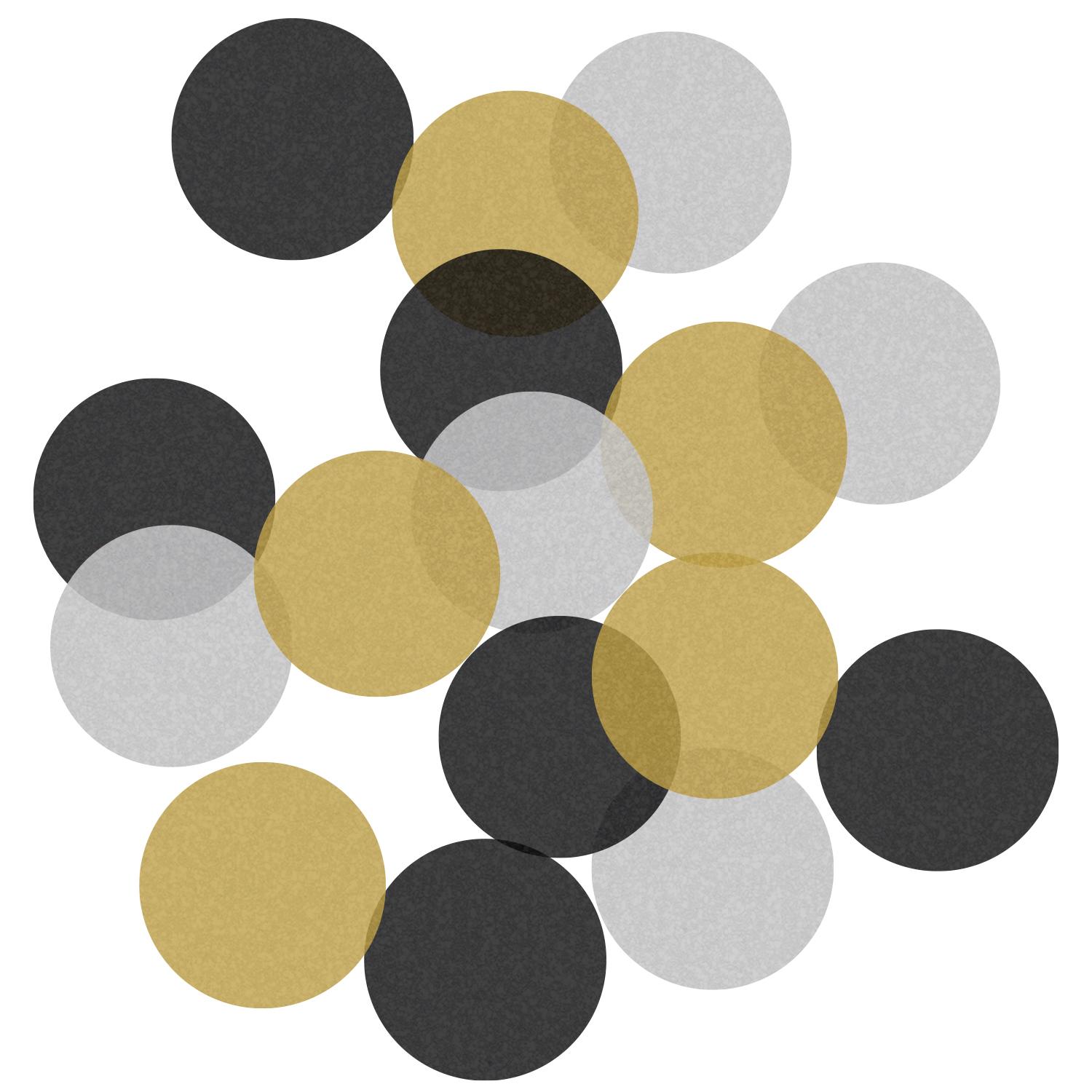 Paper Confetti Mix of Black, Silver & Gold
