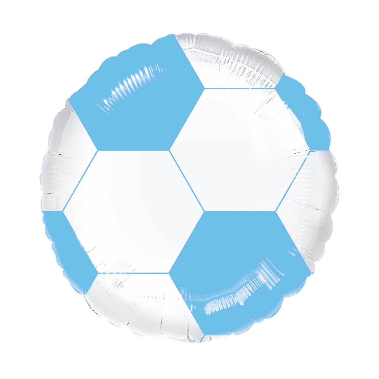 Foil Balloon Soccer Football Light Blue & White