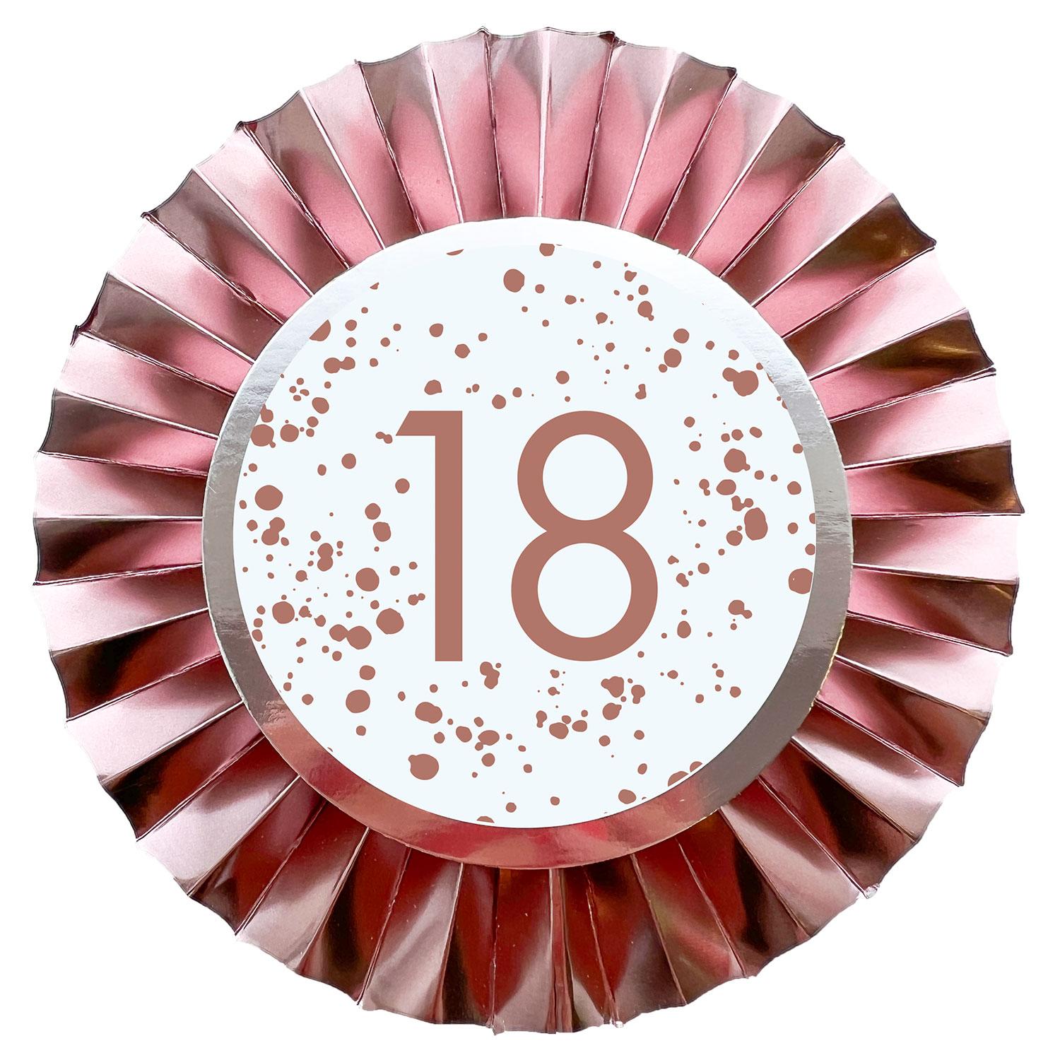 Rose Gold 12cm Rosette Badge 18th