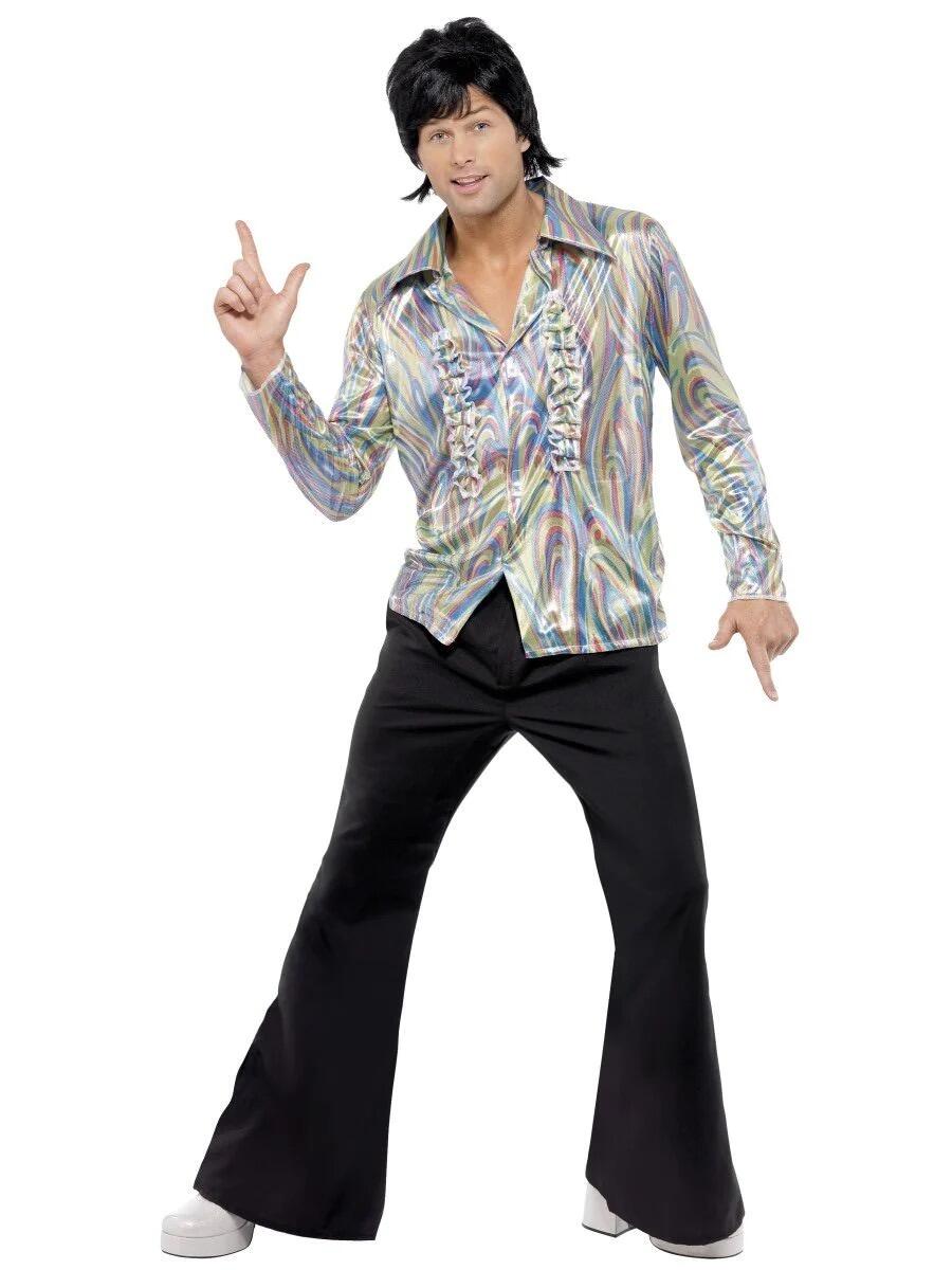 Mens Patchwork Flares 70s Bell Bottom Pants - Mr. Costumes