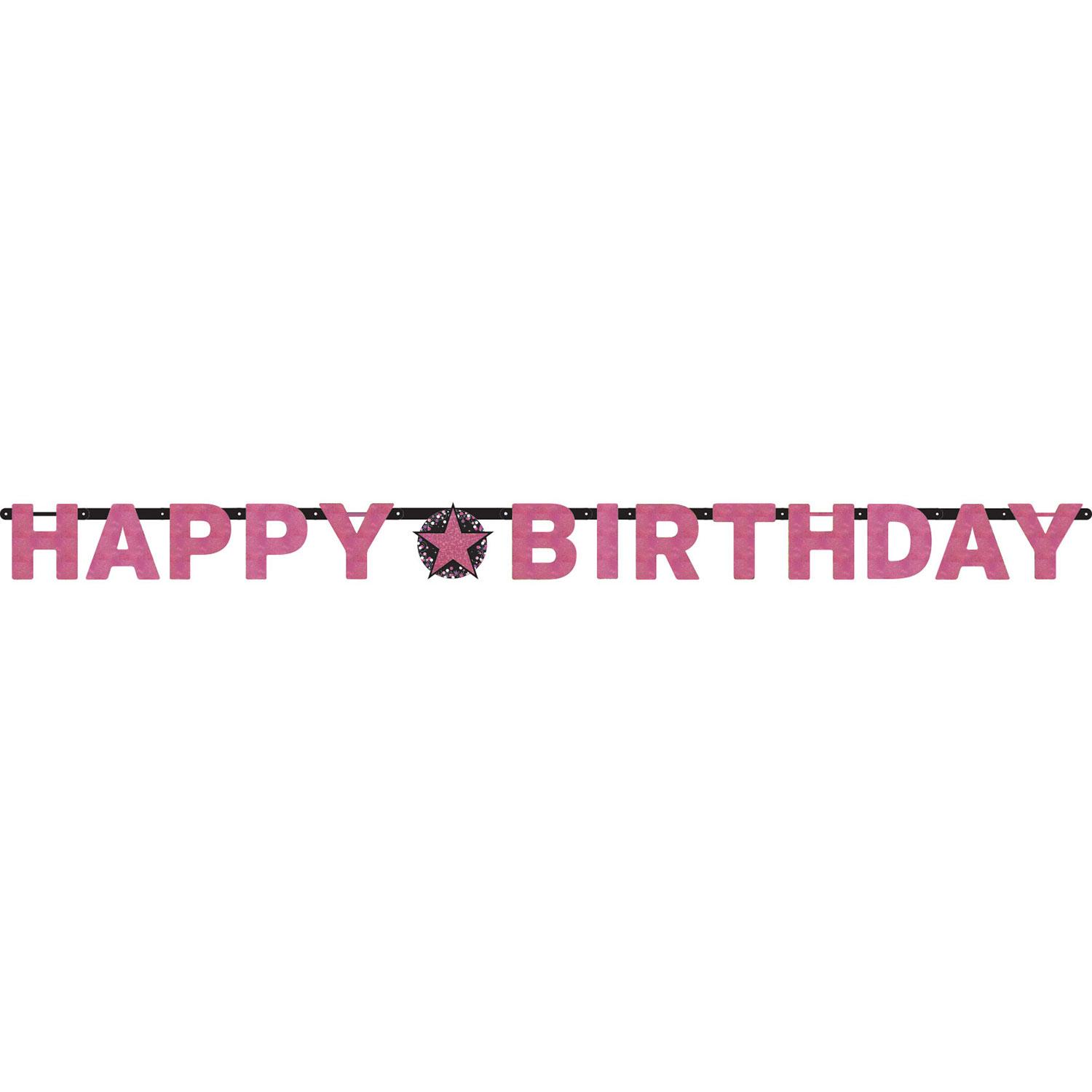 Birthday Letter Banner Sparkling Pink & Black