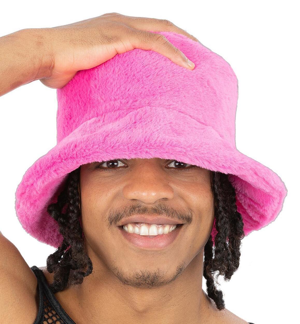 90s Pink Fur Bucket Hat