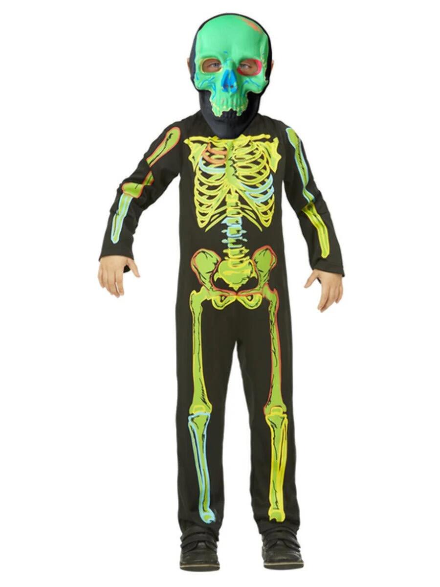 Kids Glow in the Dark Skeleton Costume Green