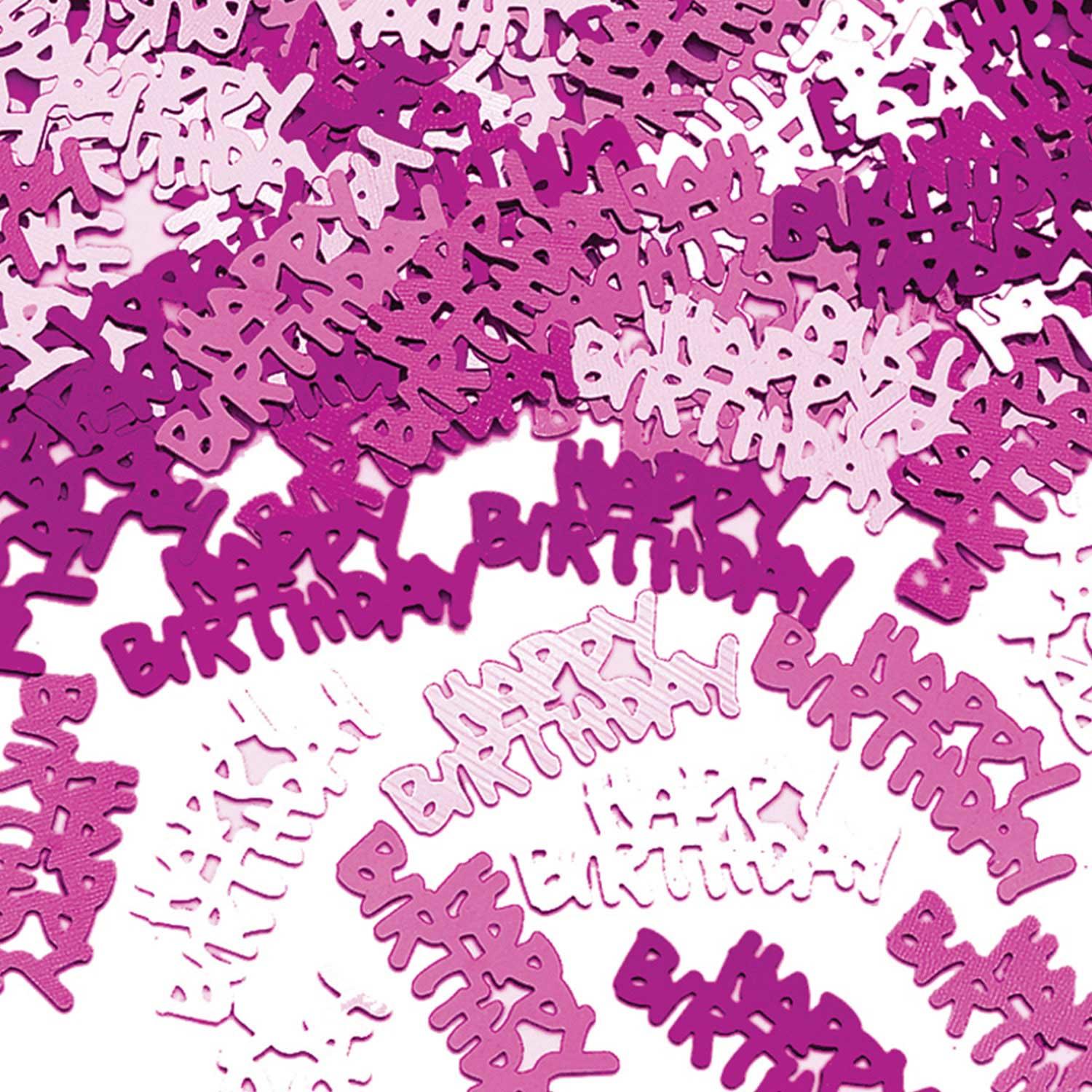 Metallic Confetti Happy Birthday Pink