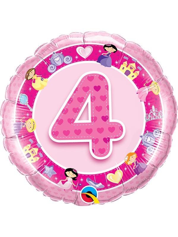 Foil Balloon Age 4 Pink Princess