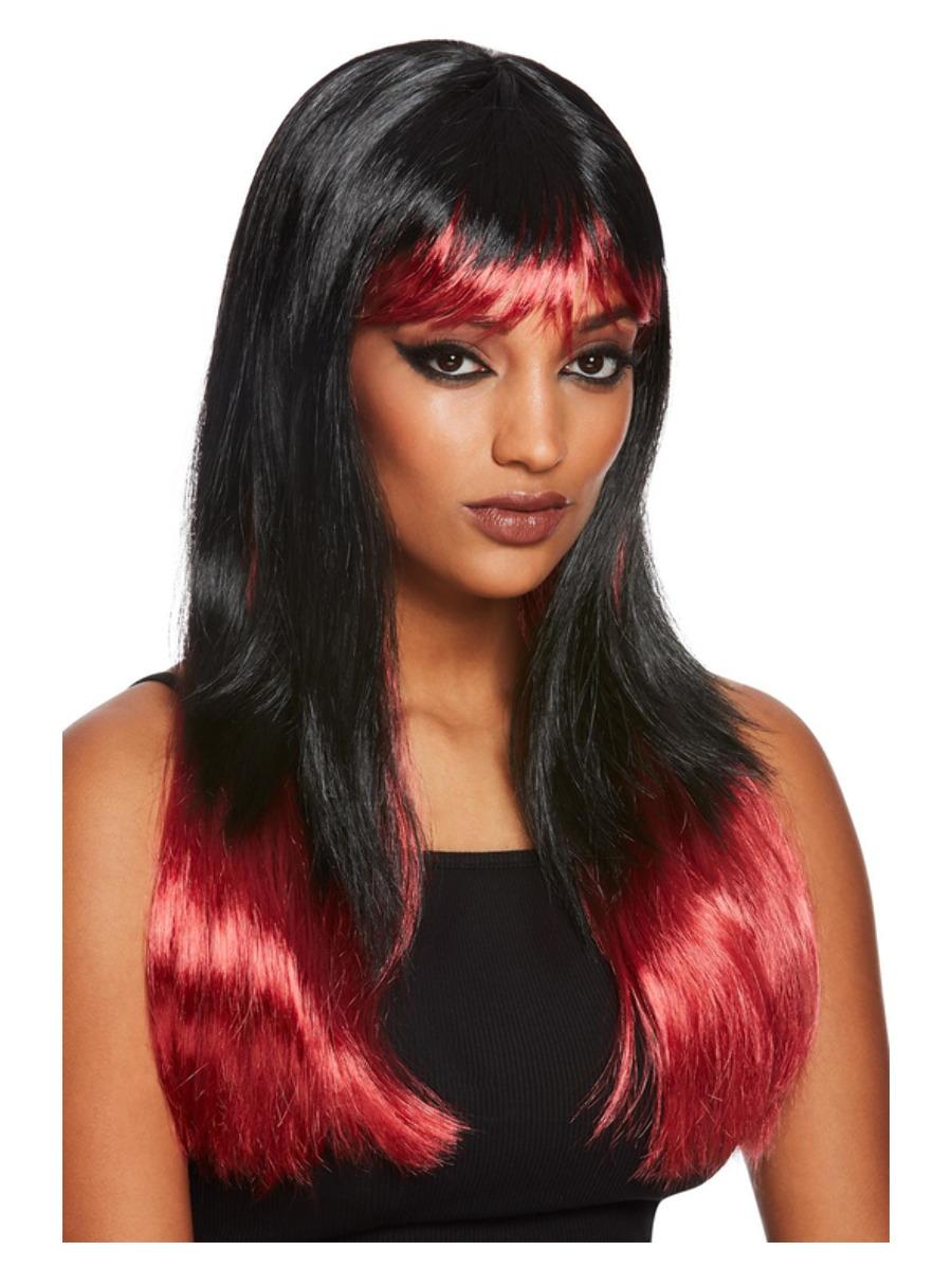 Bleeding Dip Dye Wig Black & Red