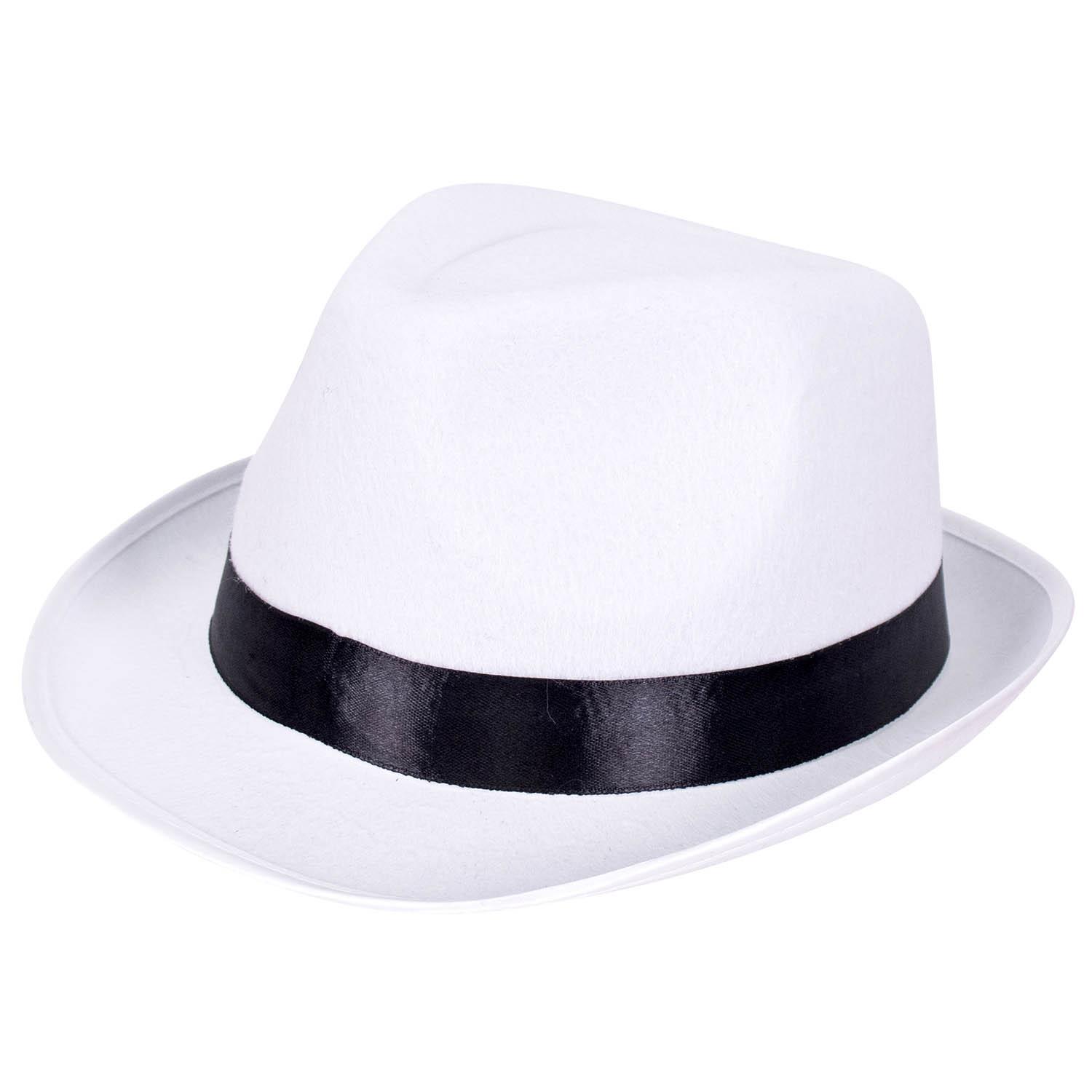 Mafia Boss Gangster Trilby Hat White