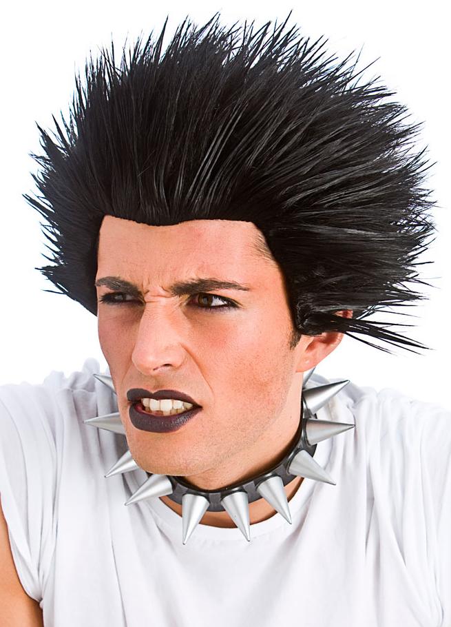 80s Spiky Punk Wig Black 0666