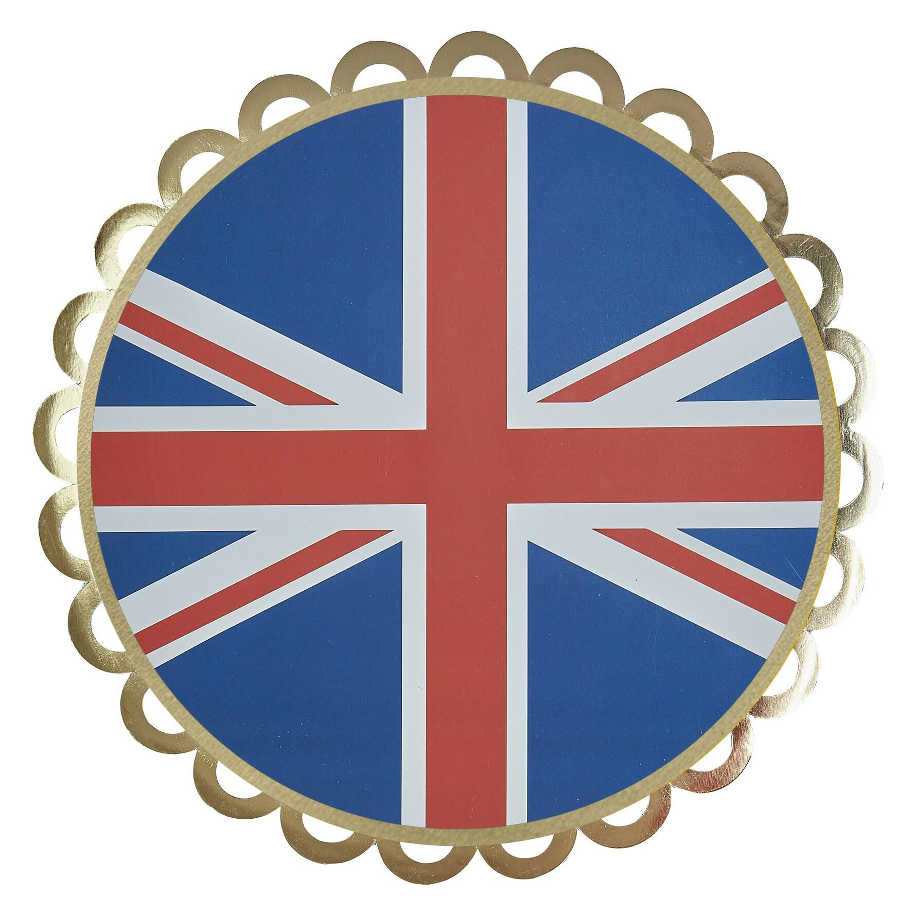 Union Jack Paper Plates with Foiled Lattice Edge