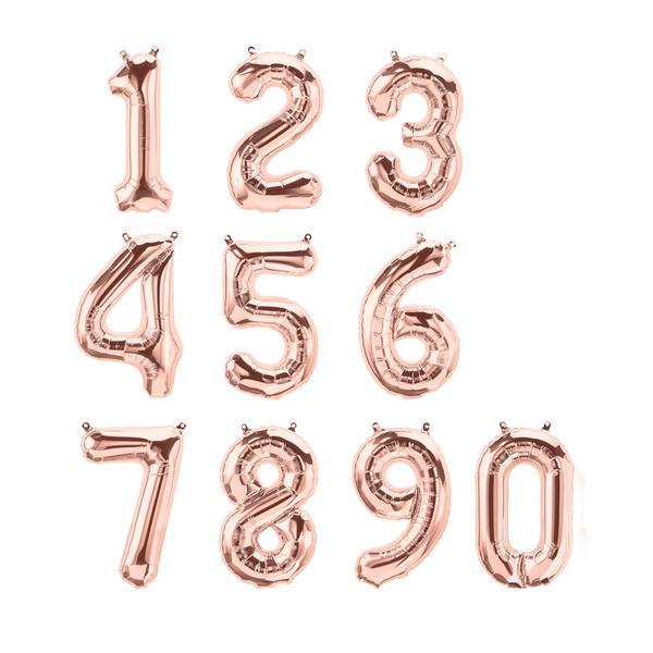 16 Inch Number Foil Balloon Rose Gold