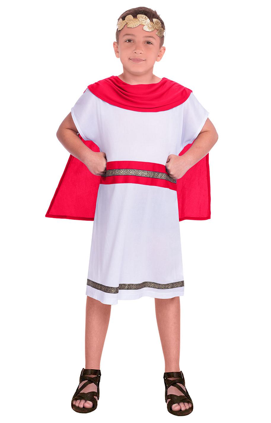 Kids Roman Boy Costume White & Red
