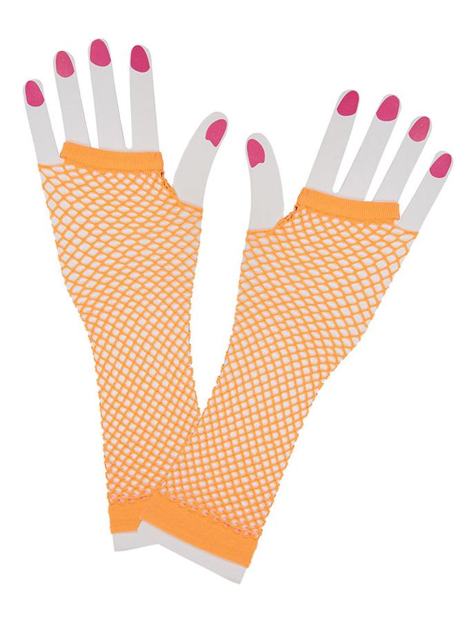 Fishnet Gloves Neon Orange