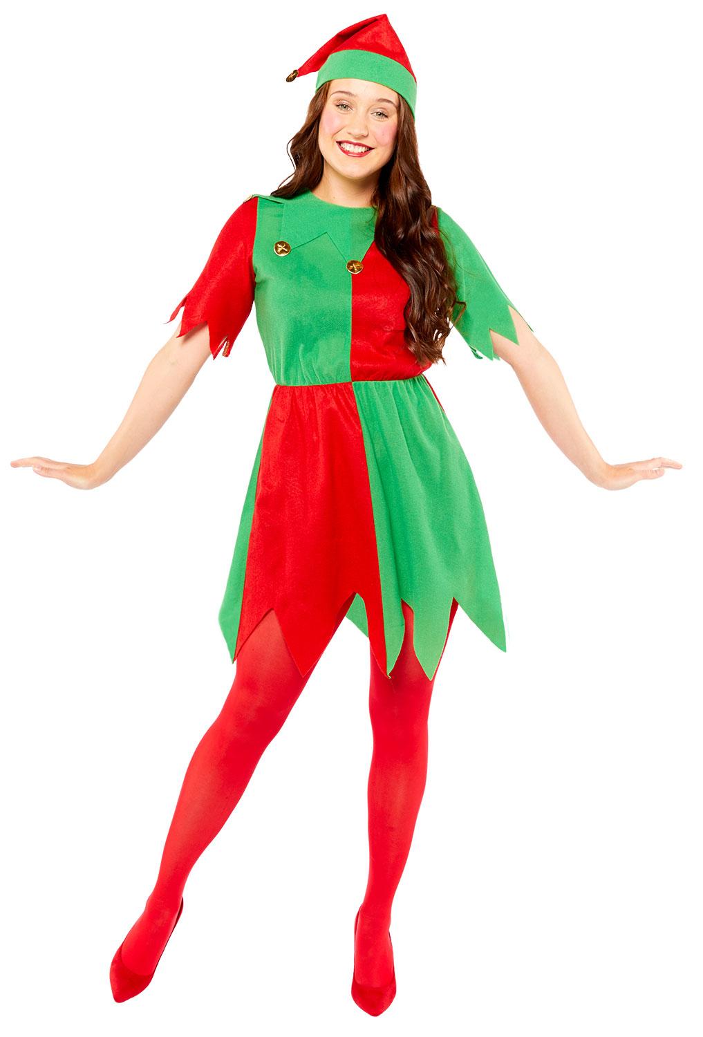 Elf Lady Costume Red & Green