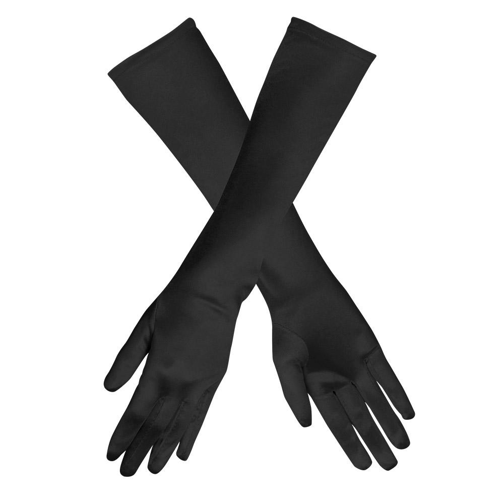Monte Carlo Satin Black Elbow Gloves