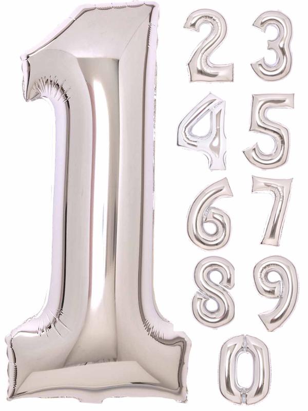34 Inch Foil Number Balloon Silver