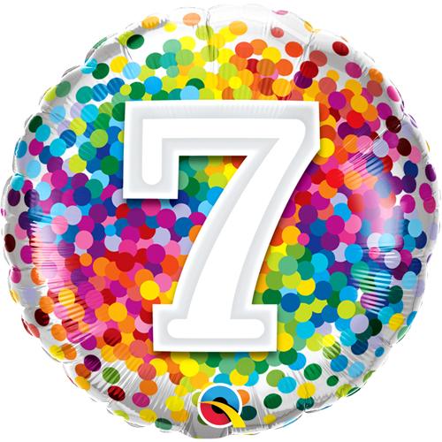 Foil Balloon Age 7 Rainbow Confetti
