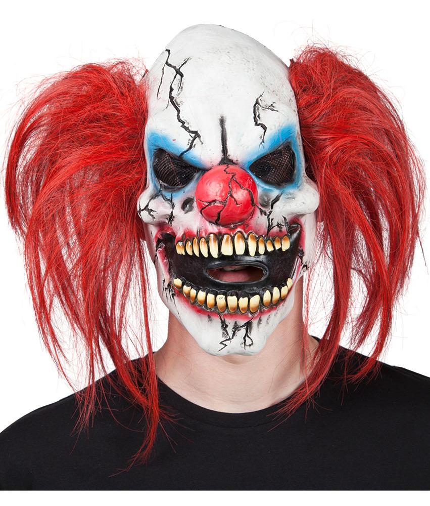 Freaky Clown Face Mask with Hair