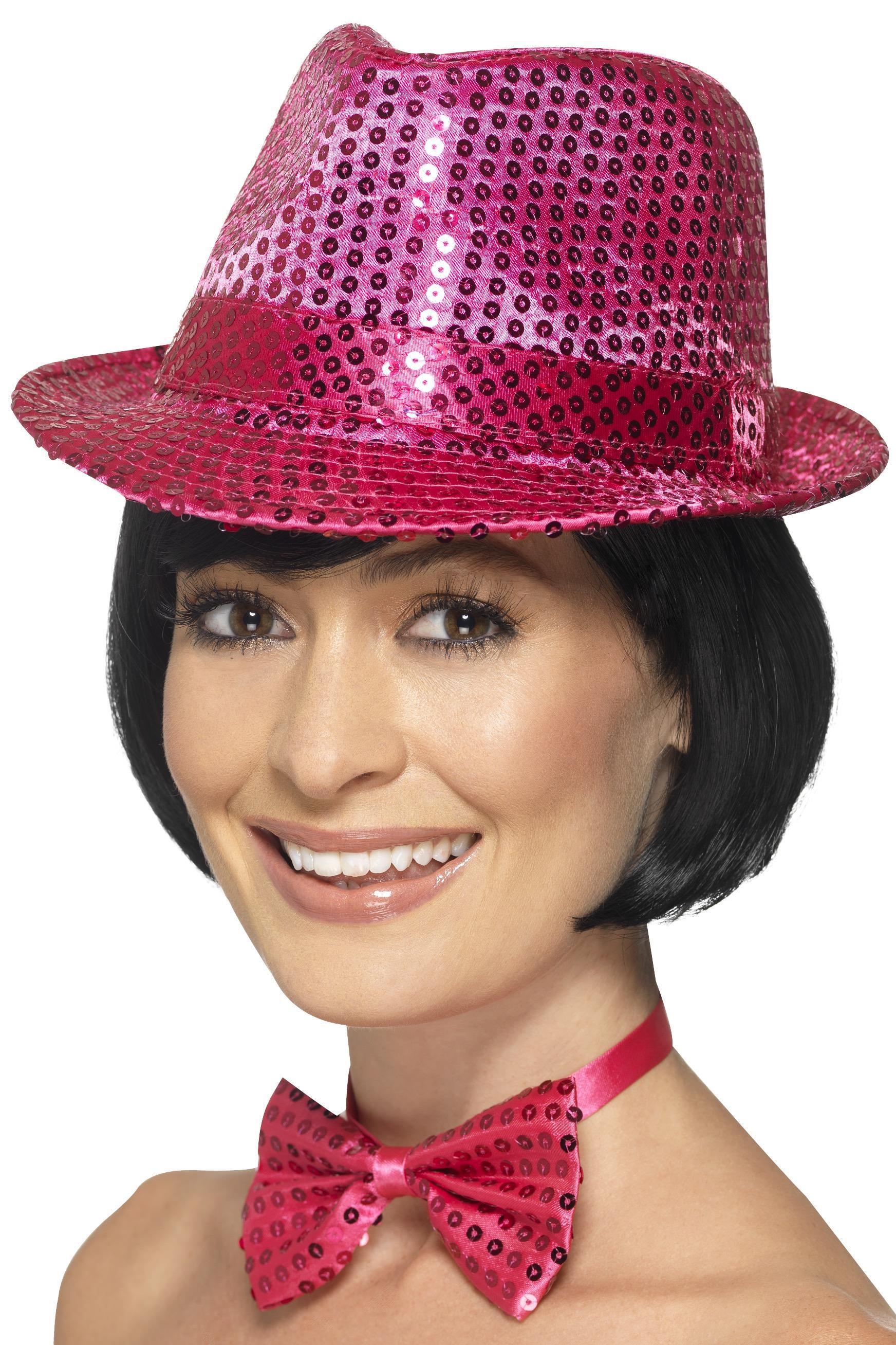 Sequin Trilby Hat Pink