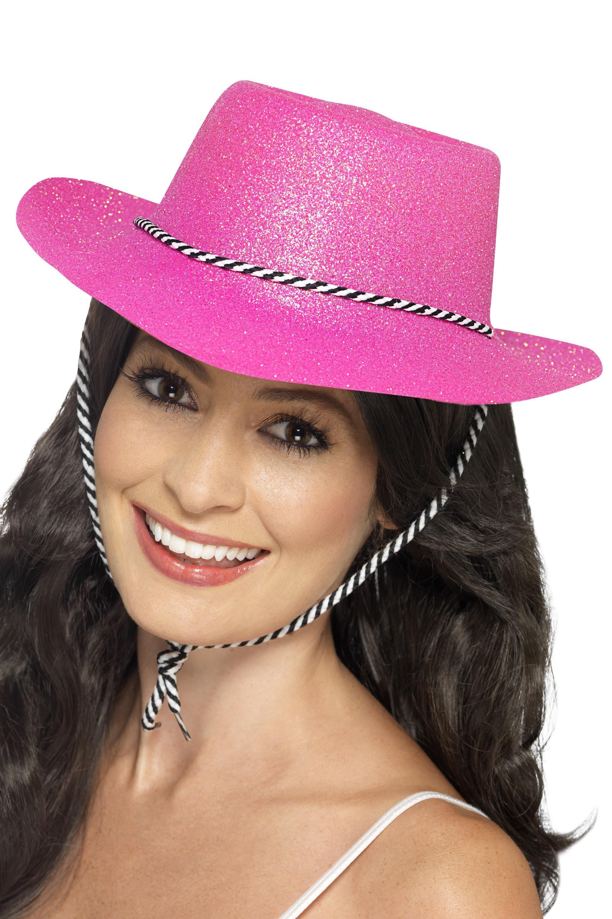 Glitter Cowboy Hat Neon Pink