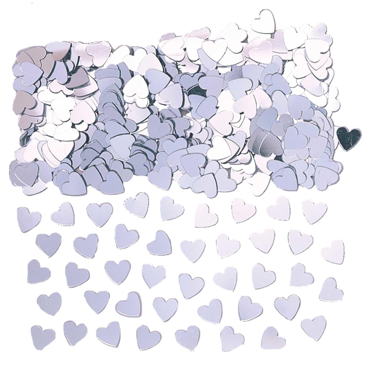 Metallic Confetti Hearts Silver